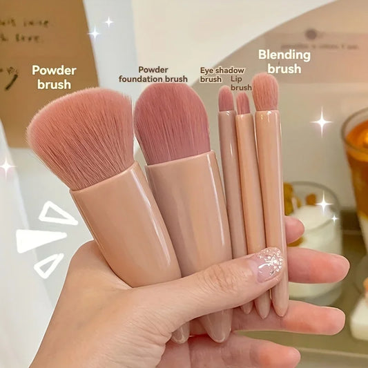 Set 5 Pinceaux Maquillage de Voyage — Pliable avec Miroir Intégré