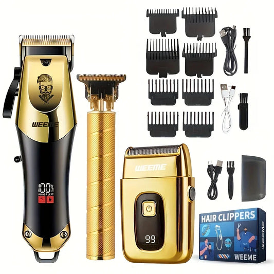 Set de tondeuses professionnelles dorées 3 pièces