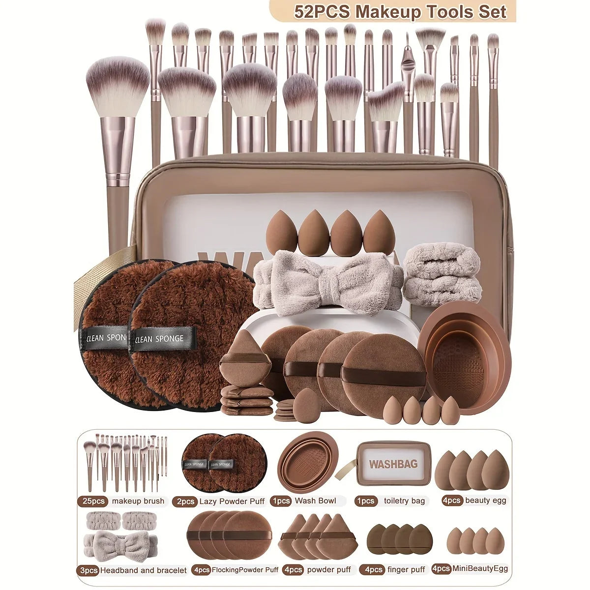 Ensemble de pinceaux de maquillage professionnel 52PCS