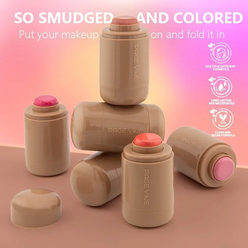 Blush Stick 3-en-1 — Joues, Lèvres & Contour, Longue Tenue
