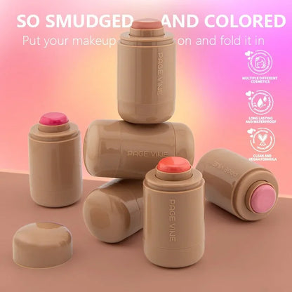Blush Stick 3-en-1 — Joues, Lèvres & Contour, Longue Tenue