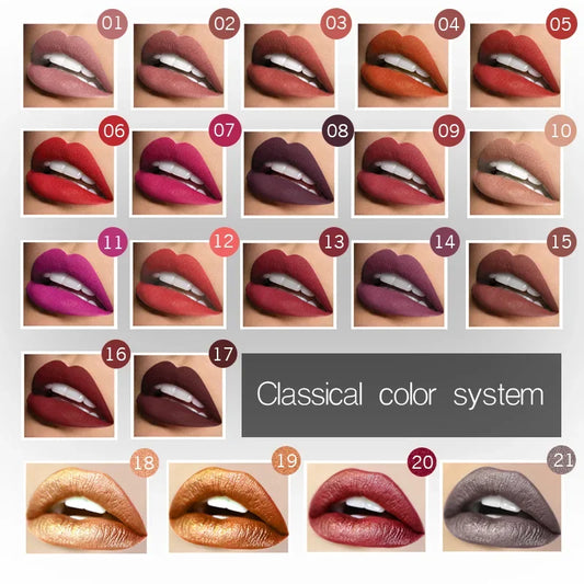Gloss Lèvres Mat Longue Tenue — Velvet Waterproof, 21 Teintes
