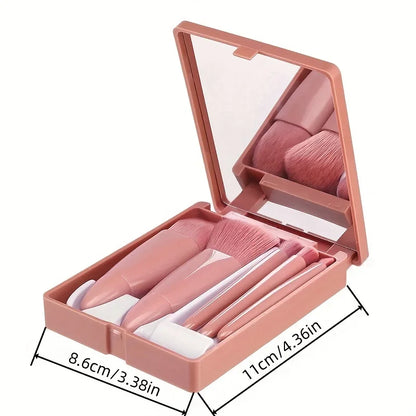 Set 5 Pinceaux Maquillage de Voyage — Pliable avec Miroir Intégré