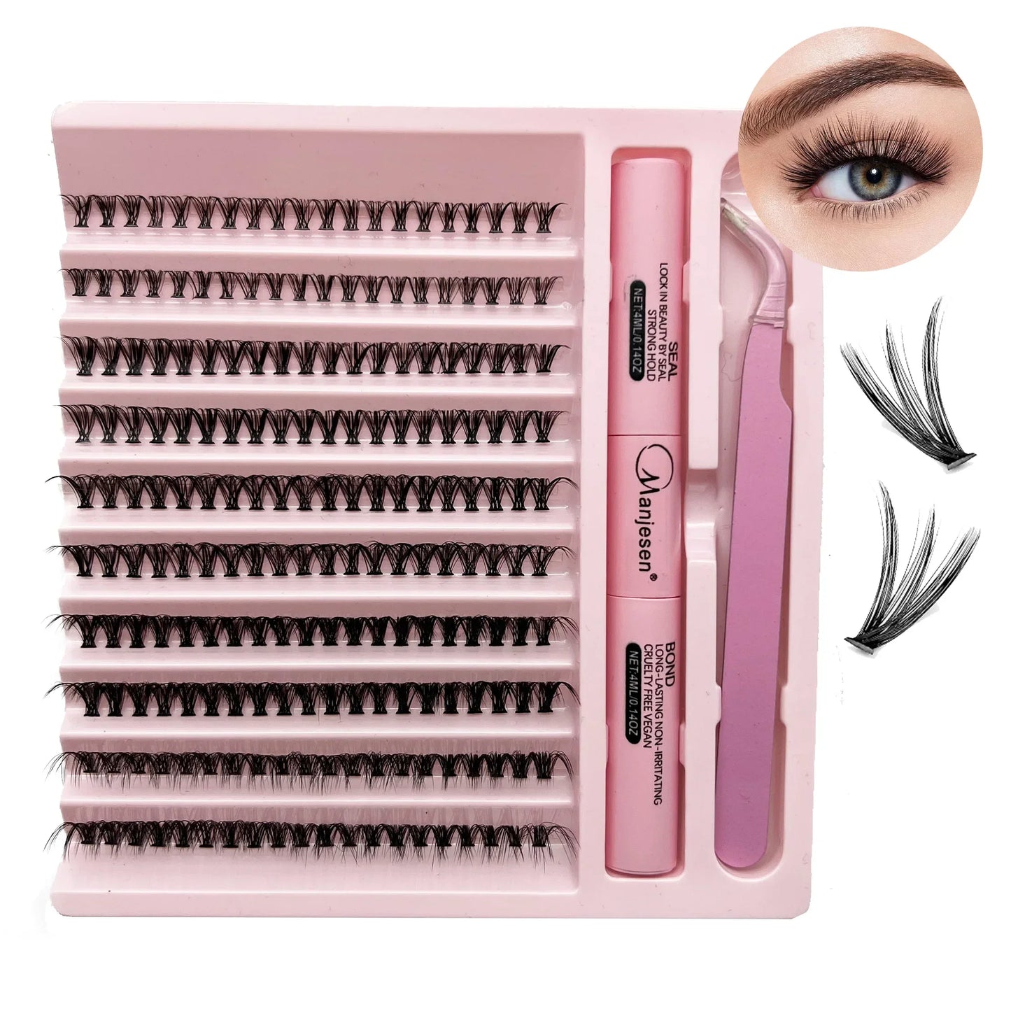 Kit Extension de Cils DIY — 200 Clusters, Colle & Pince Incluses