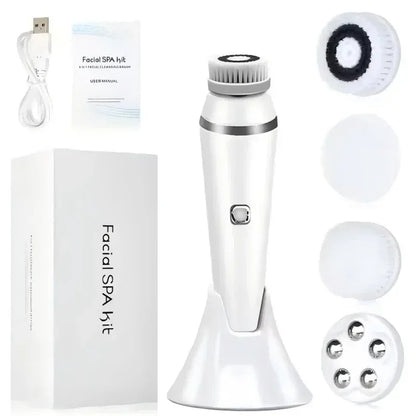 Brosse Nettoyante Visage Électrique 4-en-1 — Waterproof IPX7, Massage & Exfoliation