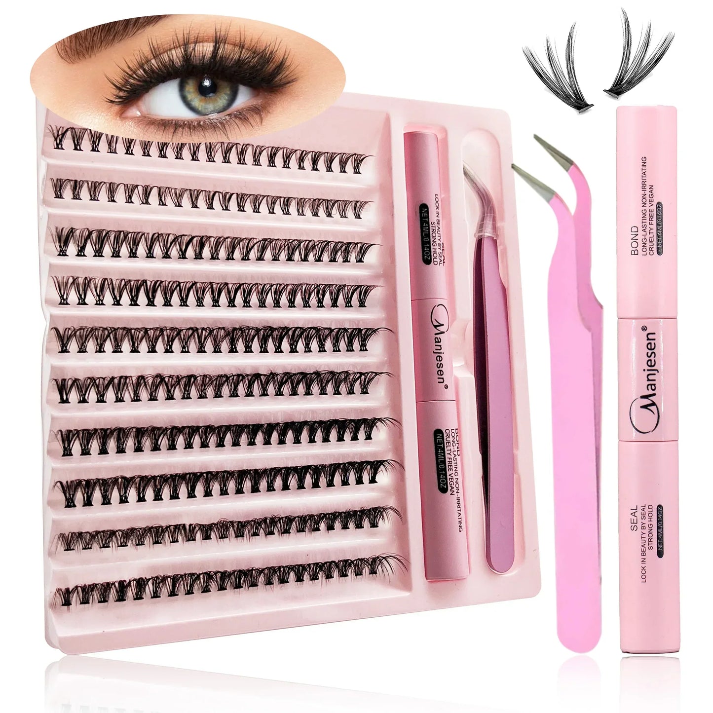 Kit Extension de Cils DIY — 200 Clusters, Colle & Pince Incluses
