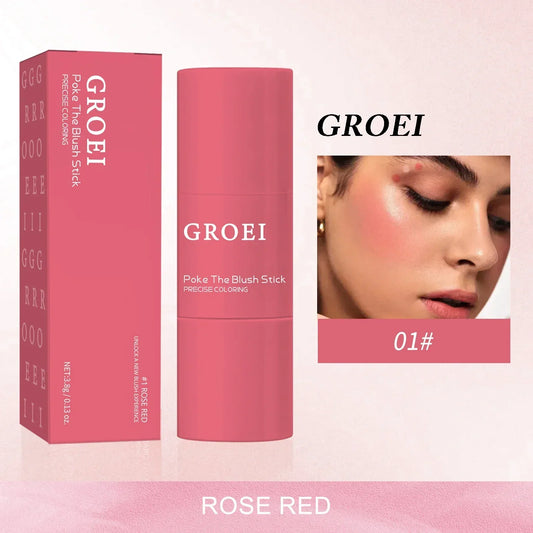 Blush Stick Double Embout 3-en-1 — Joues & Lèvres, Waterproof Longue Tenue