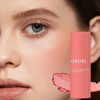 Blush Stick Double Embout 3-en-1 — Joues & Lèvres, Waterproof Longue Tenue