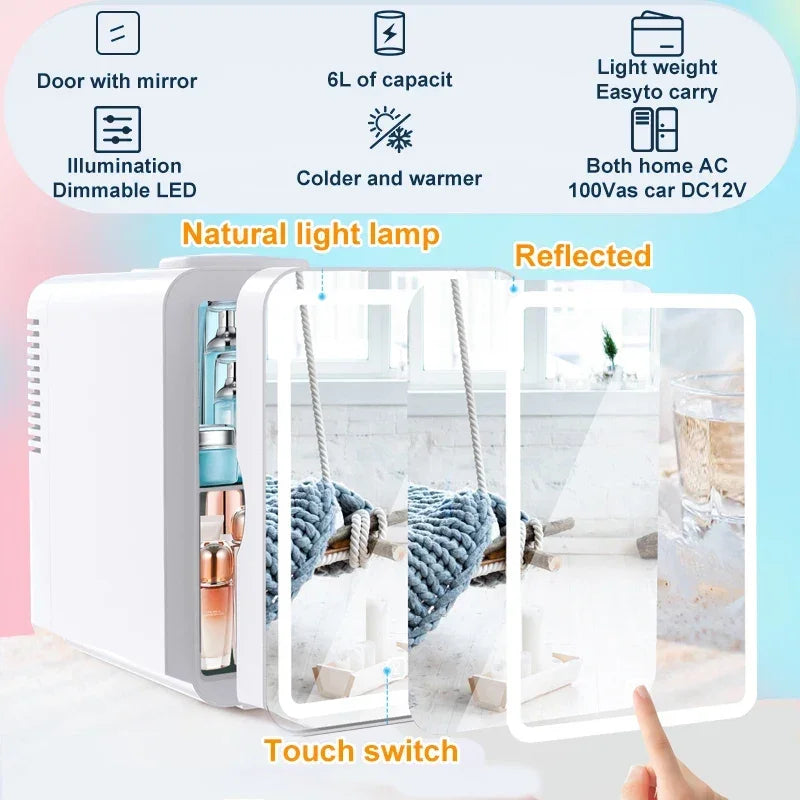 Mini Réfrigérateur à Maquillage LED 6L — Chaud & Froid, Portable