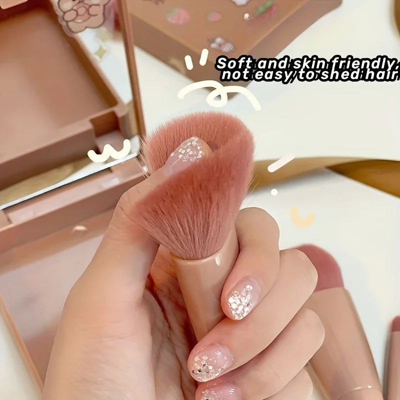 Set 5 Pinceaux Maquillage de Voyage — Pliable avec Miroir Intégré