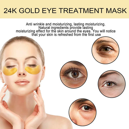 Patchs Contour des Yeux à l'Or 24K — Anti-Cernes, Anti-Rides, Hydratants — Lot de 60