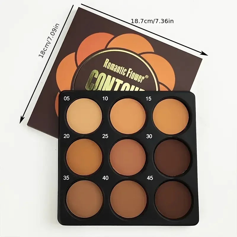 Palette Fond de Teint 9 Couleurs — Contouring, Correcteur & Anti-Brillance