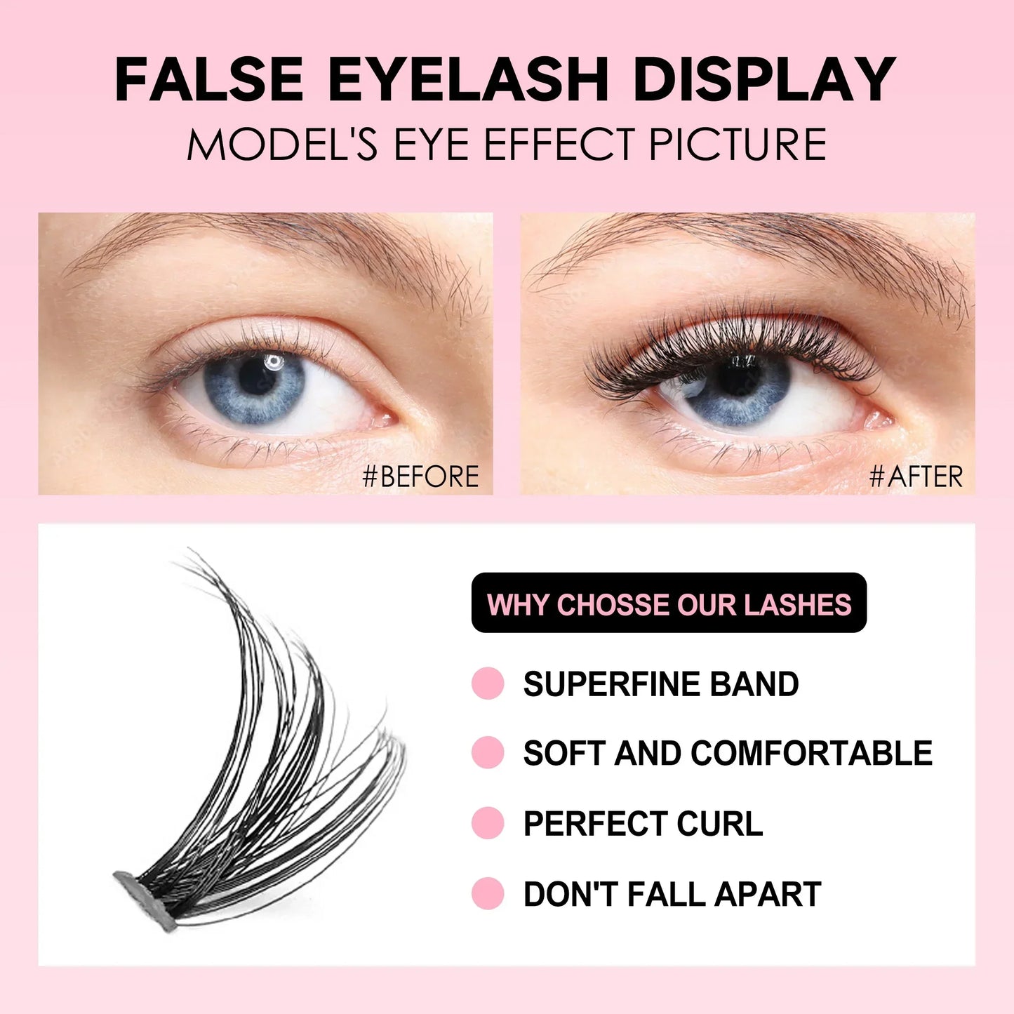 Kit Extension de Cils DIY — 200 Clusters, Colle & Pince Incluses
