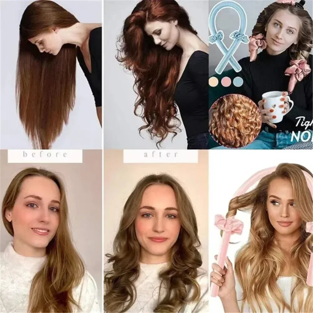 Tige à friser sans chaleur, capuchon de nuit, ruban sans chaleur, bigoudis paresseux, bandeau, bigoudis, bandeau doux, outils de coiffure