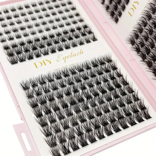 Kit Extension de Cils Individuels — 384 Pièces, Courbure D, Multi-longueurs