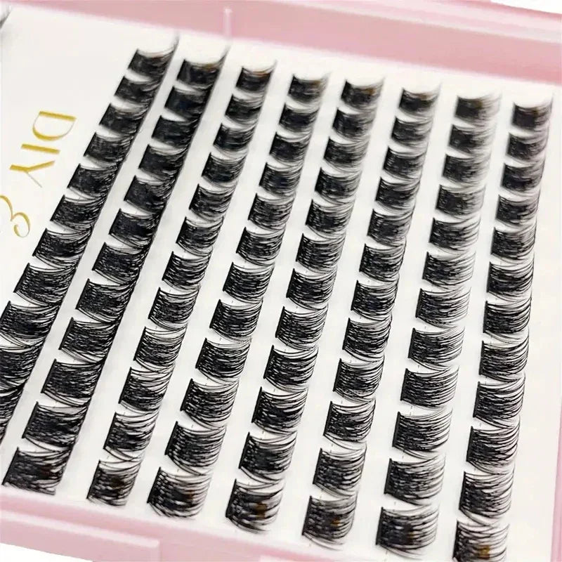 Kit Extension de Cils Individuels — 384 Pièces, Courbure D, Multi-longueurs