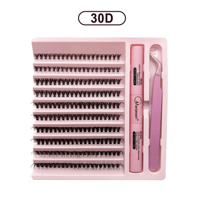 Kit Extension de Cils DIY — 200 Clusters, Colle & Pince Incluses