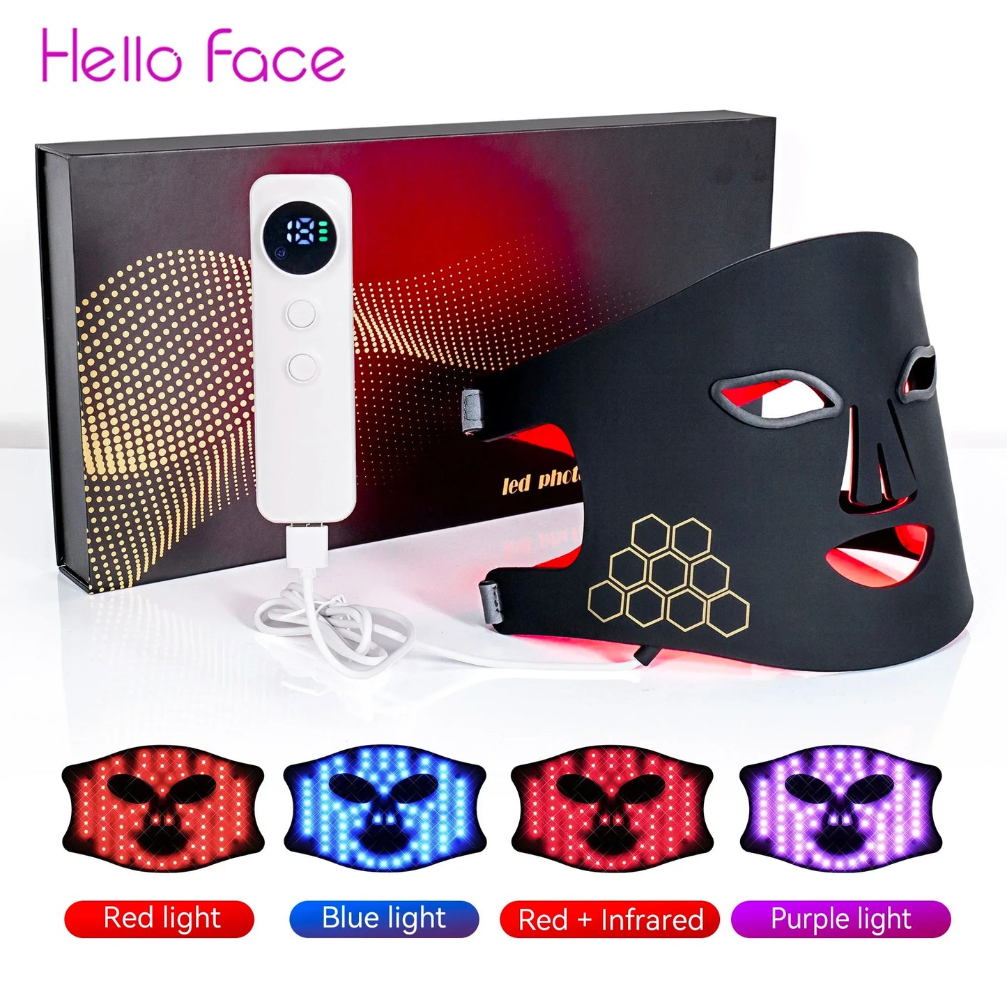 Masque LED Facial — Thérapie Lumineuse Anti-Acné & Rajeunissement
