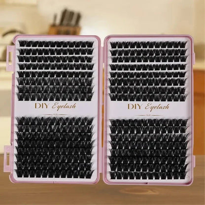 Kit Extension de Cils Individuels — 384 Pièces, Courbure D, Multi-longueurs