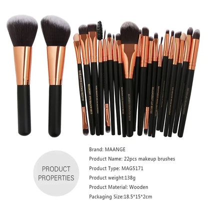 Set de Pinceaux Maquillage Professionnel avec Pochette — 13 ou 22 Pièces
