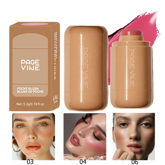 Blush Stick 3-en-1 — Joues, Lèvres & Contour, Longue Tenue