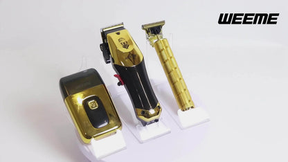 Set de tondeuses professionnelles dorées 3 pièces